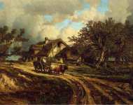 Dupre Jules Village Landscape  - Hermitage